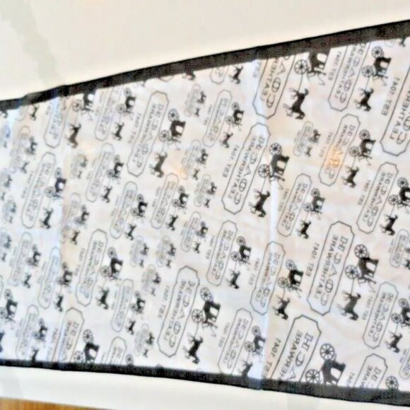 NEW AUTHENTIC 2023 COACH LEATHERWARE 100% SILK SCARF SCARVE BLACK WHITE 60"X20" - Picture 12 of 14